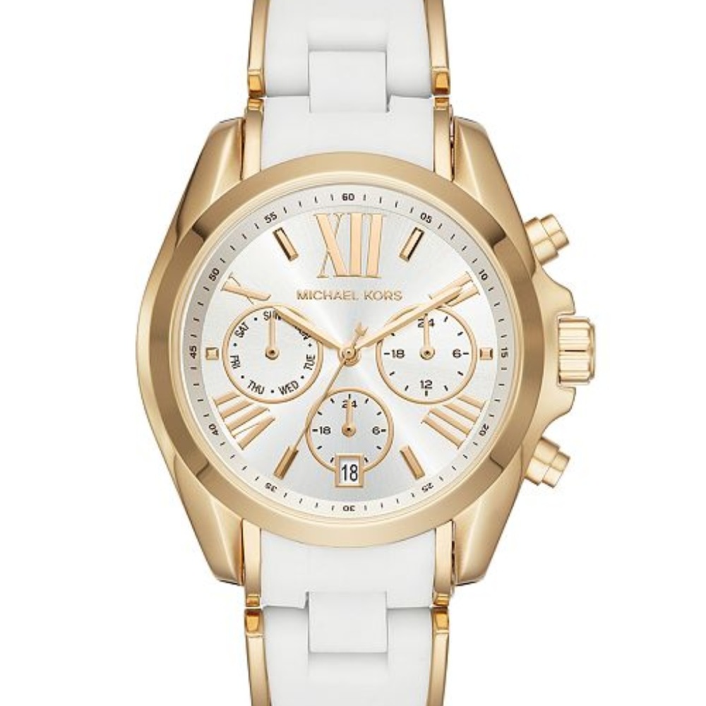 NWT MICHAEL KORS Chrono Bradshaw Gold White MK6578